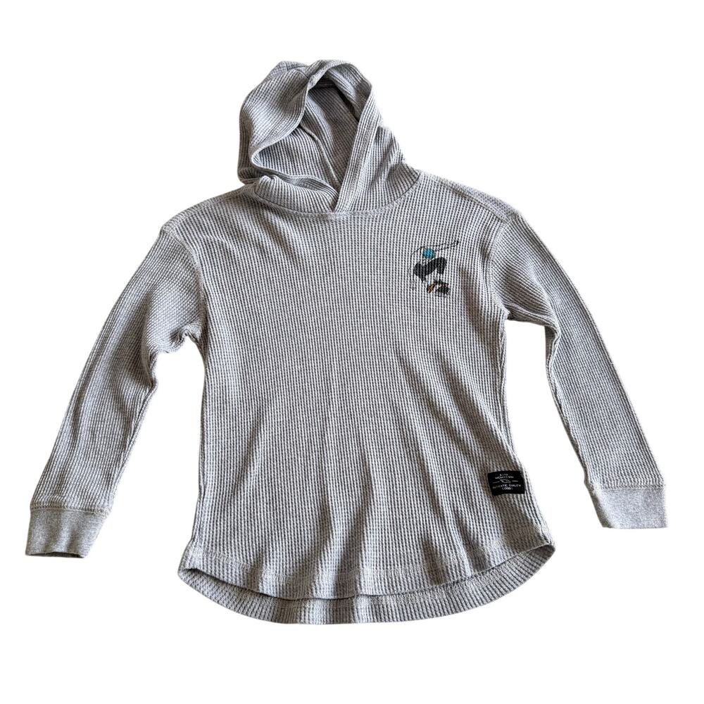 Tony Hawk Boys Size Large 7 Hooded Gray Long Sleeve Waffle Shirt